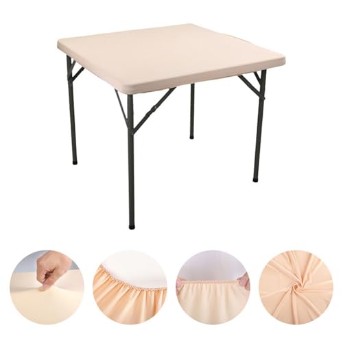 Elastische Quadratische Tischdecke, Stretch Tischdecke, Stehtischhussen, Tischplattenabdeckung mit Gummizug for Esszimmer, Küche, Zuhause, Party (Champagner) von AQCQDQ