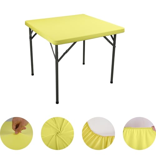 Elastische Quadratische Tischdecke, Stretch Tischdecke, Stehtischhussen, Tischplattenabdeckung mit Gummizug for Esszimmer, Küche, Zuhause, Party (Gelb) von AQCQDQ