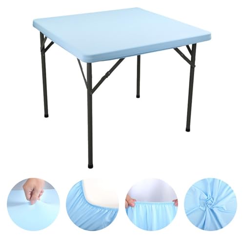 Elastische Quadratische Tischdecke, Stretch Tischdecke, Stehtischhussen, Tischplattenabdeckung mit Gummizug for Esszimmer, Küche, Zuhause, Party (Hellblau) von AQCQDQ