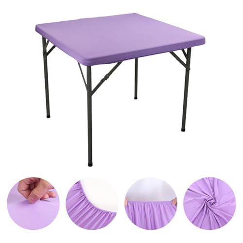 Elastische Quadratische Tischdecke, Stretch Tischdecke, Stehtischhussen, Tischplattenabdeckung mit Gummizug for Esszimmer, Küche, Zuhause, Party (Lila) von AQCQDQ