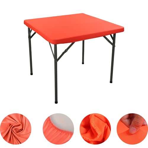 Elastische Quadratische Tischdecke, Stretch Tischdecke, Stehtischhussen, Tischplattenabdeckung mit Gummizug for Esszimmer, Küche, Zuhause, Party (Orange) von AQCQDQ