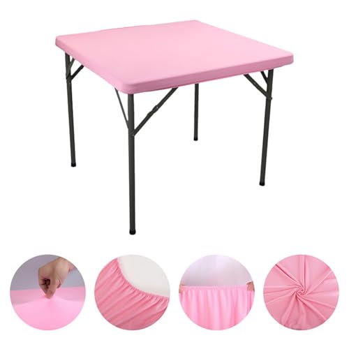 Elastische Quadratische Tischdecke, Stretch Tischdecke, Stehtischhussen, Tischplattenabdeckung mit Gummizug for Esszimmer, Küche, Zuhause, Party (Rosa) von AQCQDQ