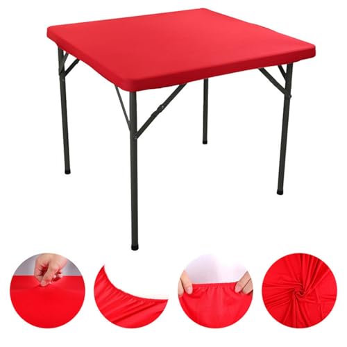 Elastische Quadratische Tischdecke, Stretch Tischdecke, Stehtischhussen, Tischplattenabdeckung mit Gummizug for Esszimmer, Küche, Zuhause, Party (Rot) von AQCQDQ