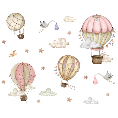 Heißluftballon Wandsticker, Wandtattoo Heißluftballon Wolken Wandaufkleber, Eißluftballon Und Wolken-Wanddekoration, Wandsticker Kinderzimmer Heißluftballon DIY Wanddekoration von AQCQDQ