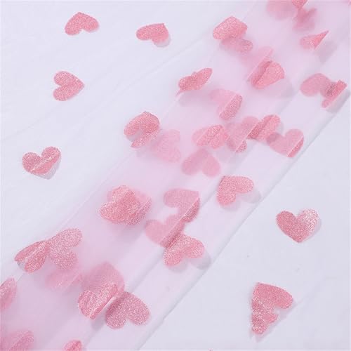 Liebe Glitzer Basteln Pailletten Tischläufer, Organza Tüllstoff Meterware, Tischläufer Rosa Abwaschbar, Für Tüll Tutu Accessoires Vorhang Gardine Hochzeit Party Von Hand Bogen (1.5x1 m,A) von AQCQDQ