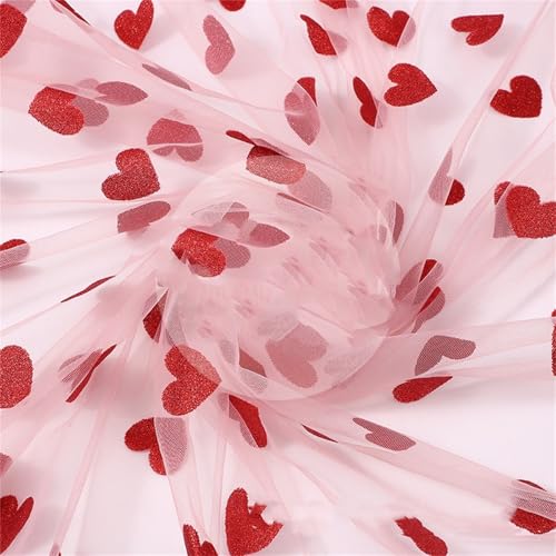 Liebe Glitzer Basteln Pailletten Tischläufer, Organza Tüllstoff Meterware, Tischläufer Rosa Abwaschbar, Für Tüll Tutu Accessoires Vorhang Gardine Hochzeit Party Von Hand Bogen (1.5x1 m,B) von AQCQDQ