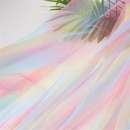 Regenbogen Tulle, Tischläufer Tischband Tüllnetz, Tüll Stoff Rolle Farbig, Regenbogen Glitter Tüll Dekostoff Tüllband für Hochzeit Party (D) von AQCQDQ