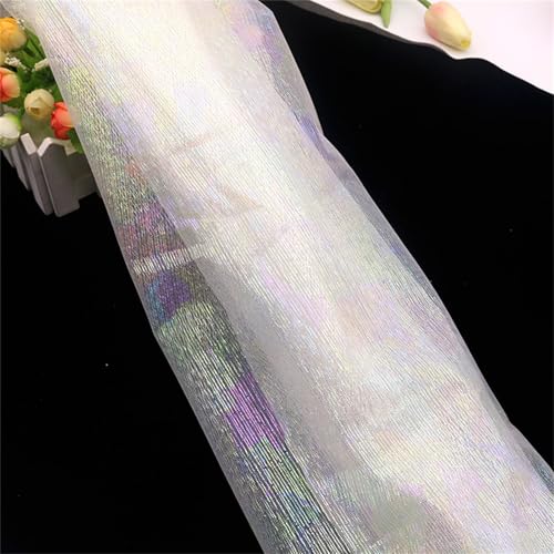 Tüll Stoff Farbverlauf, Tüllstoff Meterware, Chiffon Tischläufer Bunt Regenbogen Tüll Table Runner Abwaschbar, Hautfreundlicher Organza Stoff Hochzeit Für Hochzeit Party Kleidung (1.5x1 m,#13) von AQCQDQ