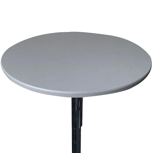 AQIGR Runde Elastische Tischdecke Fitted Vinyl Tischschutz mit Flanell Futter Wasserdicht Abwischbar Tischdecke für Indoor Outdoor Picknick Camping Partys (Color : Gris, Size : 60cm (Round Table)) von AQIGR