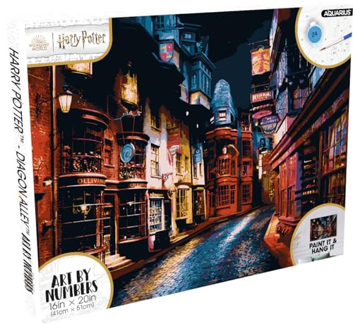 AQUARIUS Harry Potter Diagon Alley Art by Numbers – 40,6 x 50,8 cm Harry-Potter-Thema, Malen nach Zahlen für Erwachsene und Kinder – DIY Malen nach Zahlen für Anfänger – Offizielles Lizenzprodukt von AQUARIUS