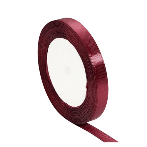 AQXYWQLL (25 Yards/Rolle) Weinrotes einseitiges Satinband for Geschenkverpackungen, Neujahrsbekleidung, Nähstoff, Geschenkband(10mm) von AQXYWQLL