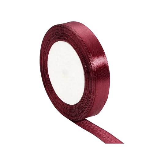 AQXYWQLL (25 Yards/Rolle) Weinrotes einseitiges Satinband for Geschenkverpackungen, Neujahrsbekleidung, Nähstoff, Geschenkband(15mm) von AQXYWQLL