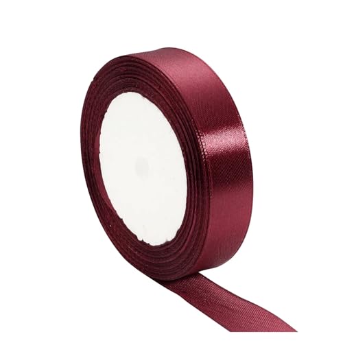 AQXYWQLL (25 Yards/Rolle) Weinrotes einseitiges Satinband for Geschenkverpackungen, Neujahrsbekleidung, Nähstoff, Geschenkband(20mm) von AQXYWQLL