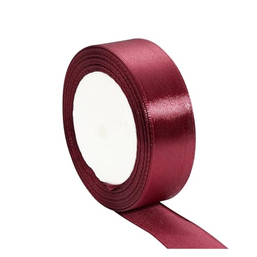 AQXYWQLL (25 Yards/Rolle) Weinrotes einseitiges Satinband for Geschenkverpackungen, Neujahrsbekleidung, Nähstoff, Geschenkband(25mm) von AQXYWQLL