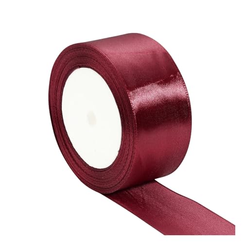 AQXYWQLL (25 Yards/Rolle) Weinrotes einseitiges Satinband for Geschenkverpackungen, Neujahrsbekleidung, Nähstoff, Geschenkband(38mm) von AQXYWQLL