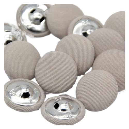 AQXYWQLL 10 Stück Bunte, mit Stoff überzogene Metallschaft-Nähknöpfe for Kleidung, Kindermantel, Strickjacke, runde große Stoffknöpfe, DIY-Dekorationen(NO.11 BEIGE,11mm 10pcs) von AQXYWQLL