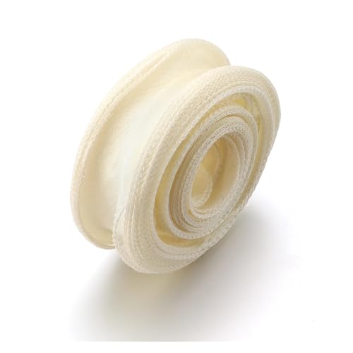 AQXYWQLL 10 Yards/Rolle transparentes Chiffonband Organza-Satinbänder for Geschenkverpackungen, Dekoration, Hochzeitssträuße, Kranz, Nähzubehör(Beige,4cm With scroll) von AQXYWQLL