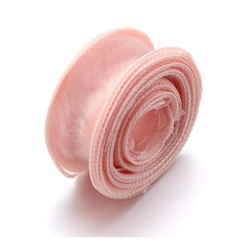 AQXYWQLL 10 Yards/Rolle transparentes Chiffonband Organza-Satinbänder for Geschenkverpackungen, Dekoration, Hochzeitssträuße, Kranz, Nähzubehör(Pastel pink,4cm Without scroll) von AQXYWQLL