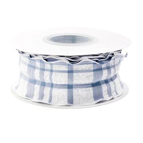 AQXYWQLL 10 yards Polyester Plissee Band Bunte Plaid Satin Bänder for Blumen Geschenk Verpackung DIY Kleidung Zubehör Hause Dekoration(Blue,Width 4cm) von AQXYWQLL