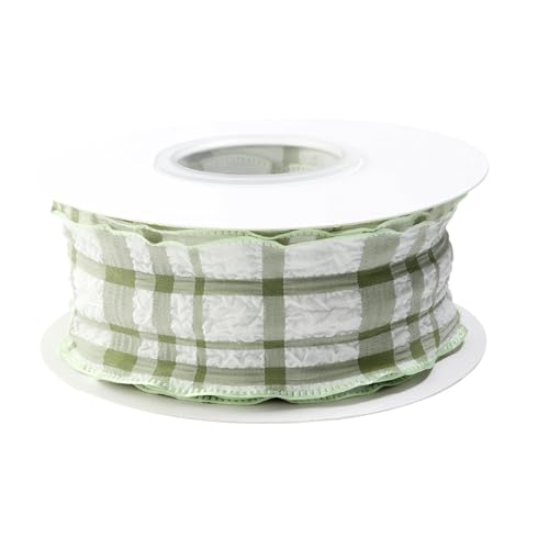 AQXYWQLL 10 yards Polyester Plissee Band Bunte Plaid Satin Bänder for Blumen Geschenk Verpackung DIY Kleidung Zubehör Hause Dekoration(Green,Width 2.5cm) von AQXYWQLL