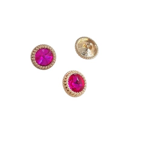 AQXYWQLL 12,5/15/18/21 MM Strass Runde Taste Mode Dekor Schmuck Metall Gold Knöpfe Von Kleidung Nähen zubehör DIY(Pink goldev,12.5mm 6pcs) von AQXYWQLL