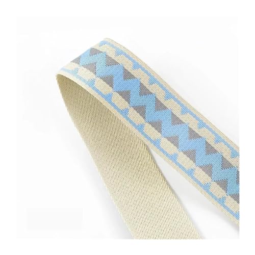 AQXYWQLL 2/5 Meter 38/50 mm ethnisches Bandband 3 mm dick Handtasche Jacquard-Gurtband Bänder Nähen Umreifung DIY gemustertes Bastelzubehör(0465LightBlue-50mm,2Meters) von AQXYWQLL