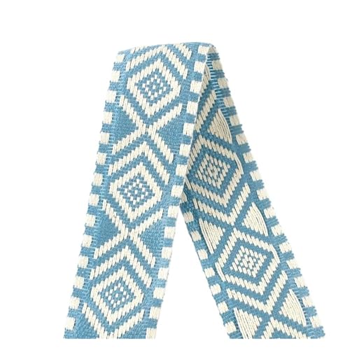 AQXYWQLL 2–10 m, 38 mm breit, Jacquard-Polyester-Baumwollband, Canvas, Taschengurt, Gürtel, dekoratives Schrägband, Nähzubehör(RD603-Blue,10Meters) von AQXYWQLL