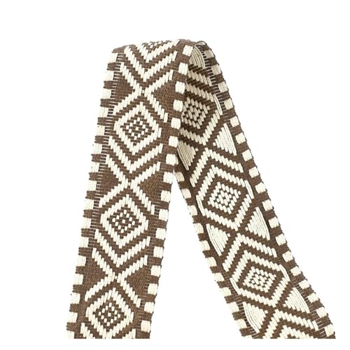 AQXYWQLL 2–10 m, 38 mm breit, Jacquard-Polyester-Baumwollband, Canvas, Taschengurt, Gürtel, dekoratives Schrägband, Nähzubehör(RD603-Coffee,10Meters) von AQXYWQLL