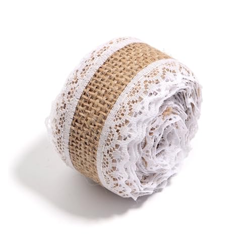 AQXYWQLL 2 Yards/Rolle natürliche Spitze Leinen Jutebänder Hochzeit Dekor DIY Handwerk Geschenk Rutual Blumenstrauß Pack Party Dekor(Width 4cm 01) von AQXYWQLL