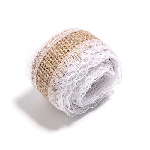 AQXYWQLL 2 Yards/Rolle natürliche Spitze Leinen Jutebänder Hochzeit Dekor DIY Handwerk Geschenk Rutual Blumenstrauß Pack Party Dekor(Width 4cm 02) von AQXYWQLL