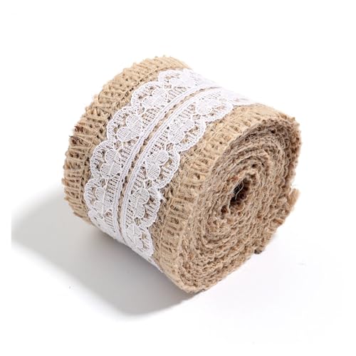 AQXYWQLL 2 Yards/Rolle natürliche Spitze Leinen Jutebänder Hochzeit Dekor DIY Handwerk Geschenk Rutual Blumenstrauß Pack Party Dekor(Width 5cm 06) von AQXYWQLL