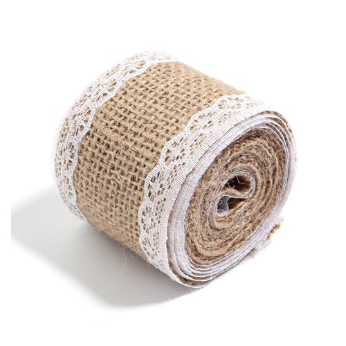 AQXYWQLL 2 Yards/Rolle natürliche Spitze Leinen Jutebänder Hochzeit Dekor DIY Handwerk Geschenk Rutual Blumenstrauß Pack Party Dekor(Width 5cm 09) von AQXYWQLL