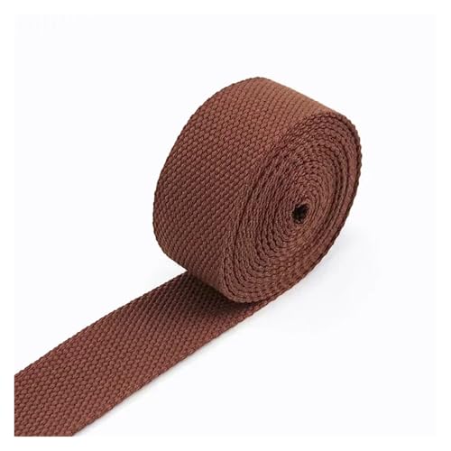 AQXYWQLL 3 Meter, 20–38 mm Breite, 2 mm dickes Baumwoll-Gurtband, Rucksack-Gürtelband, Polyester-Band, Gurte, Gepäck, Schrägband, DIY-Zubehör(10Coffee,25mm) von AQXYWQLL