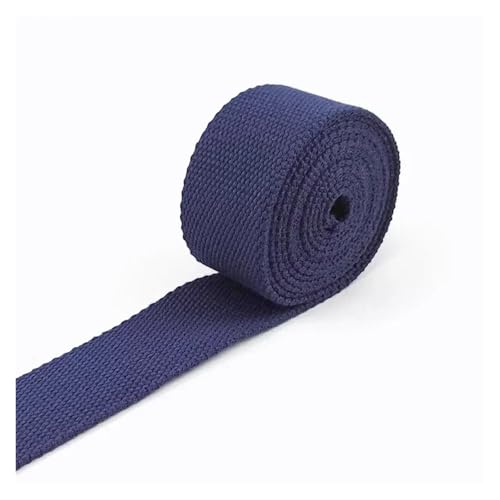 AQXYWQLL 3 Meter, 20–38 mm Breite, 2 mm dickes Baumwoll-Gurtband, Rucksack-Gürtelband, Polyester-Band, Gurte, Gepäck, Schrägband, DIY-Zubehör(19DarkBlue,25mm) von AQXYWQLL