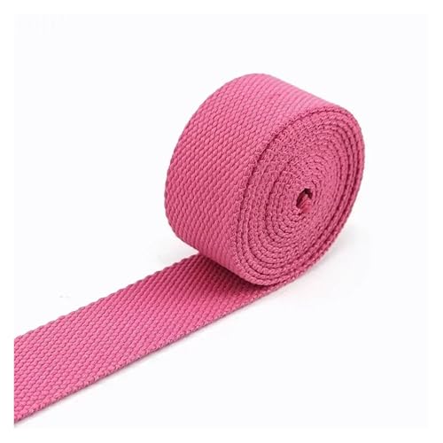 AQXYWQLL 3 Meter, 20–38 mm Breite, 2 mm dickes Baumwoll-Gurtband, Rucksack-Gürtelband, Polyester-Band, Gurte, Gepäck, Schrägband, DIY-Zubehör(1Pink,20mm) von AQXYWQLL