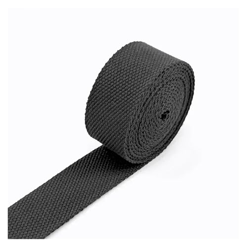 AQXYWQLL 3 Meter, 20–38 mm Breite, 2 mm dickes Baumwoll-Gurtband, Rucksack-Gürtelband, Polyester-Band, Gurte, Gepäck, Schrägband, DIY-Zubehör(20Black,20mm) von AQXYWQLL