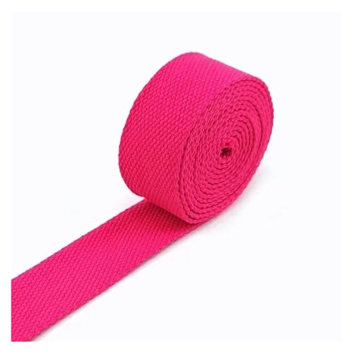 AQXYWQLL 3 Meter, 20–38 mm Breite, 2 mm dickes Baumwoll-Gurtband, Rucksack-Gürtelband, Polyester-Band, Gurte, Gepäck, Schrägband, DIY-Zubehör(2HotPink,32mm) von AQXYWQLL