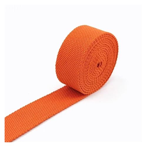 AQXYWQLL 3 Meter, 20–38 mm Breite, 2 mm dickes Baumwoll-Gurtband, Rucksack-Gürtelband, Polyester-Band, Gurte, Gepäck, Schrägband, DIY-Zubehör(4Orange,38mm) von AQXYWQLL