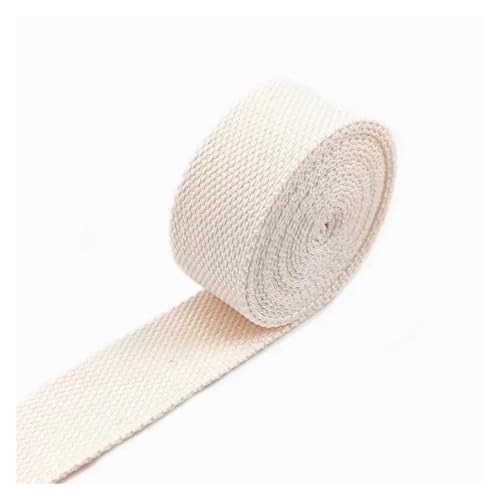 AQXYWQLL 3 Meter, 20–38 mm Breite, 2 mm dickes Baumwoll-Gurtband, Rucksack-Gürtelband, Polyester-Band, Gurte, Gepäck, Schrägband, DIY-Zubehör(6Beige,25mm) von AQXYWQLL