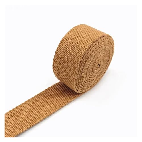 AQXYWQLL 3 Meter, 20–38 mm Breite, 2 mm dickes Baumwoll-Gurtband, Rucksack-Gürtelband, Polyester-Band, Gurte, Gepäck, Schrägband, DIY-Zubehör(8DarkYellow,32mm) von AQXYWQLL