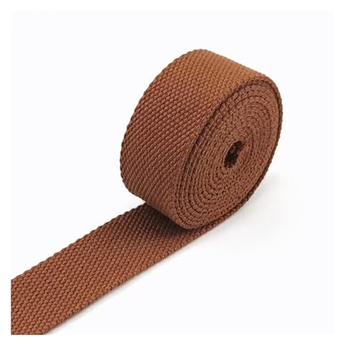 AQXYWQLL 3 Meter, 20–38 mm Breite, 2 mm dickes Baumwoll-Gurtband, Rucksack-Gürtelband, Polyester-Band, Gurte, Gepäck, Schrägband, DIY-Zubehör(9Brown,32mm) von AQXYWQLL