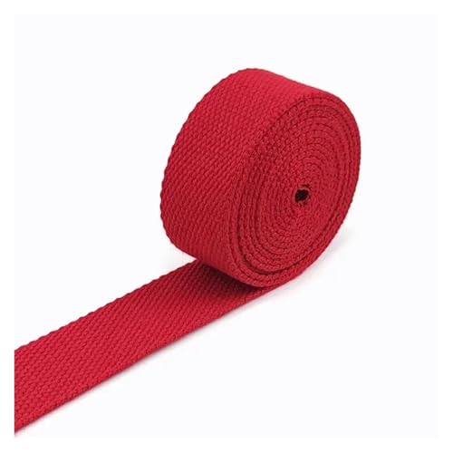 AQXYWQLL 5 Meter 20-50mm Baumwollgurtband Rucksack Schulterbänder Tasche Leinwandband for Nähen Kleidung Gürtel DIY Taschen Strap Band Zubehör(05Red,32mm) von AQXYWQLL