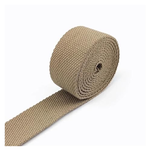 AQXYWQLL 5 Meter 20-50mm Baumwollgurtband Rucksack Schulterbänder Tasche Leinwandband for Nähen Kleidung Gürtel DIY Taschen Strap Band Zubehör(07Khaki,32mm) von AQXYWQLL