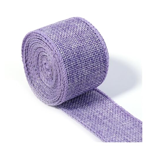 AQXYWQLL 5 Yards/Rolle Sackleinen-Bandrollen, Sackleinen-Einwickelband for DIY Weihnachten, Basteln, Dekoration, Hochzeit (40 mm Breite)(Purple) von AQXYWQLL