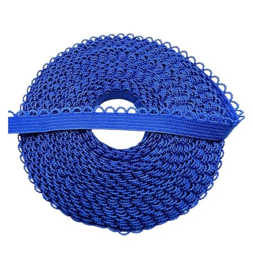 AQXYWQLL 5 Yards 10 mm elastisches Spitzenband, umklappbares Spandex-Gummiband for Nähen von Spitzenbesatz, DIY-Stirnband, Unterwäsche, Dessous-Zubehör(Blue,2 yards) von AQXYWQLL