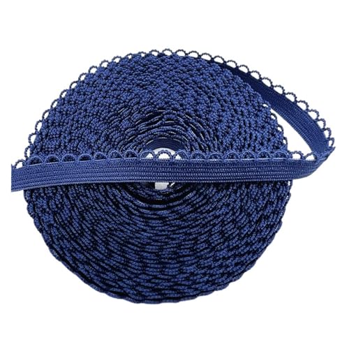 AQXYWQLL 5 Yards 10 mm elastisches Spitzenband, umklappbares Spandex-Gummiband for Nähen von Spitzenbesatz, DIY-Stirnband, Unterwäsche, Dessous-Zubehör(Navy blue,2 yards) von AQXYWQLL