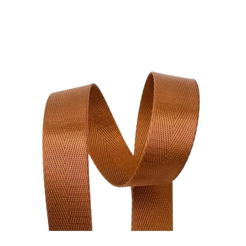 AQXYWQLL 5M 20-50mm 1mm Nylon Gurtband Gürtel Fischgrätenmuster Band Band Band Rucksack Strap DIY Tasche bindung Stoff Nähen Zubehör(Brown,50mm) von AQXYWQLL