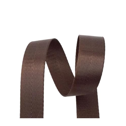 AQXYWQLL 5M 20-50mm 1mm Nylon Gurtband Gürtel Fischgrätenmuster Band Band Band Rucksack Strap DIY Tasche bindung Stoff Nähen Zubehör(Coffee,32mm) von AQXYWQLL