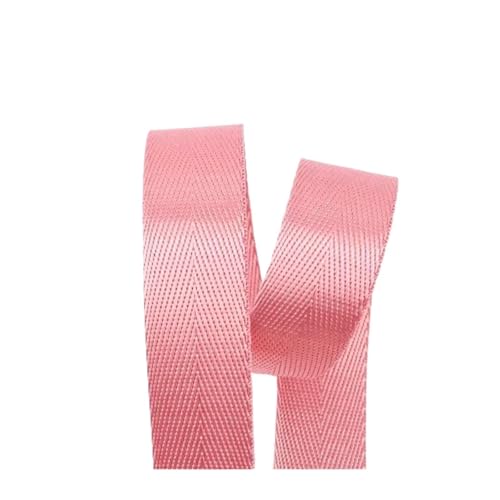 AQXYWQLL 5M 20-50mm 1mm Nylon Gurtband Gürtel Fischgrätenmuster Band Band Band Rucksack Strap DIY Tasche bindung Stoff Nähen Zubehör(Pink,25mm) von AQXYWQLL