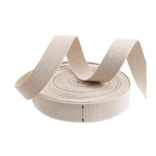 AQXYWQLL 8 Meter 20–50 mm beige Leinen-Gurtband, Rucksackgurt, Textil-Baumwoll-Gurtband for Tasche, Gürtel, Kleidungsstück, Nähzubehör(25mm) von AQXYWQLL